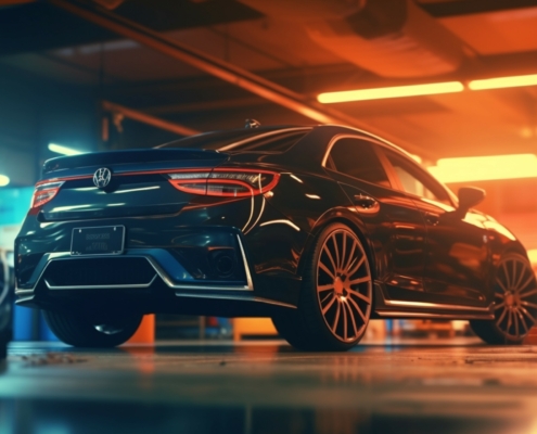 car repair in garage service station with soft-focus generative ai